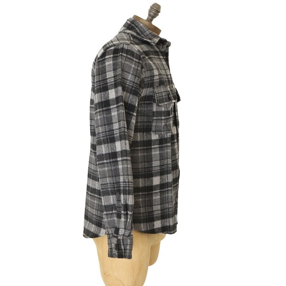 Major Threads Escobedo Lined Shirt S Plaid Charcoal Gray Button Wool Blend NEW - Picture 4 of 9